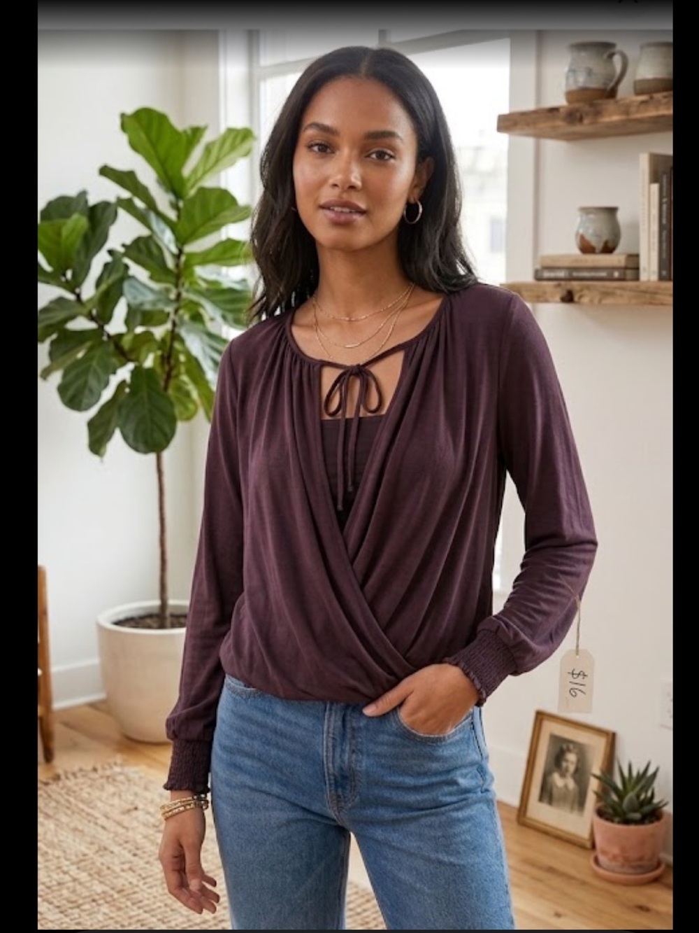 Ella Moss Surplice Top Blouse w/ attached Tube Top Sz S